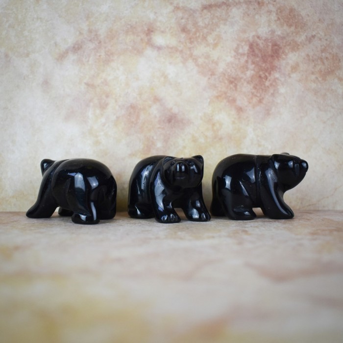 Αρκούδα Μαύρος Οψιδιανός - Black Obsidian Διάφορα σχήματα